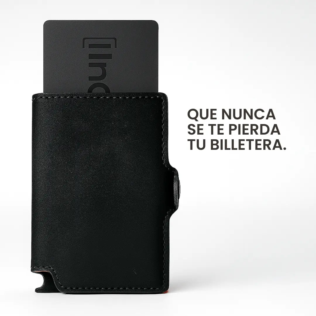 Tarjeta localizadora para billetera LIMITED con sistema de alerta por proximidad, notificaciones cuando te alejas y función antirrobo para evitar pérdidas.