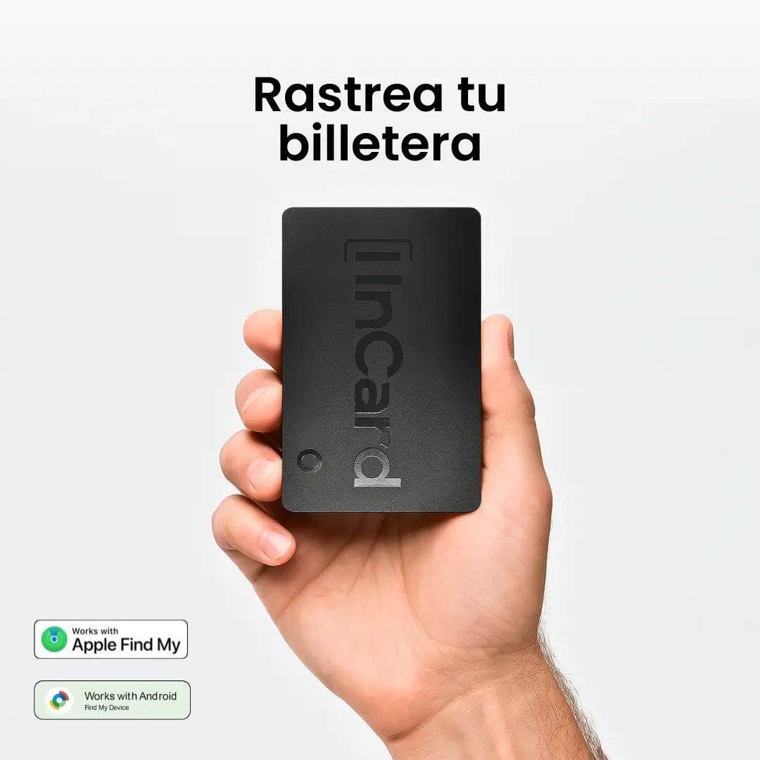 Tarjeta localizadora para billetera LIMITED con sistema de alerta por proximidad, notificaciones cuando te alejas y función antirrobo para evitar pérdidas.