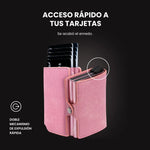 Billetera DOUBLE LIMITED de doble compartimiento con mecanismos de eyección, protección RFID, diseño resistente y espacio para tarjetas y billetes.