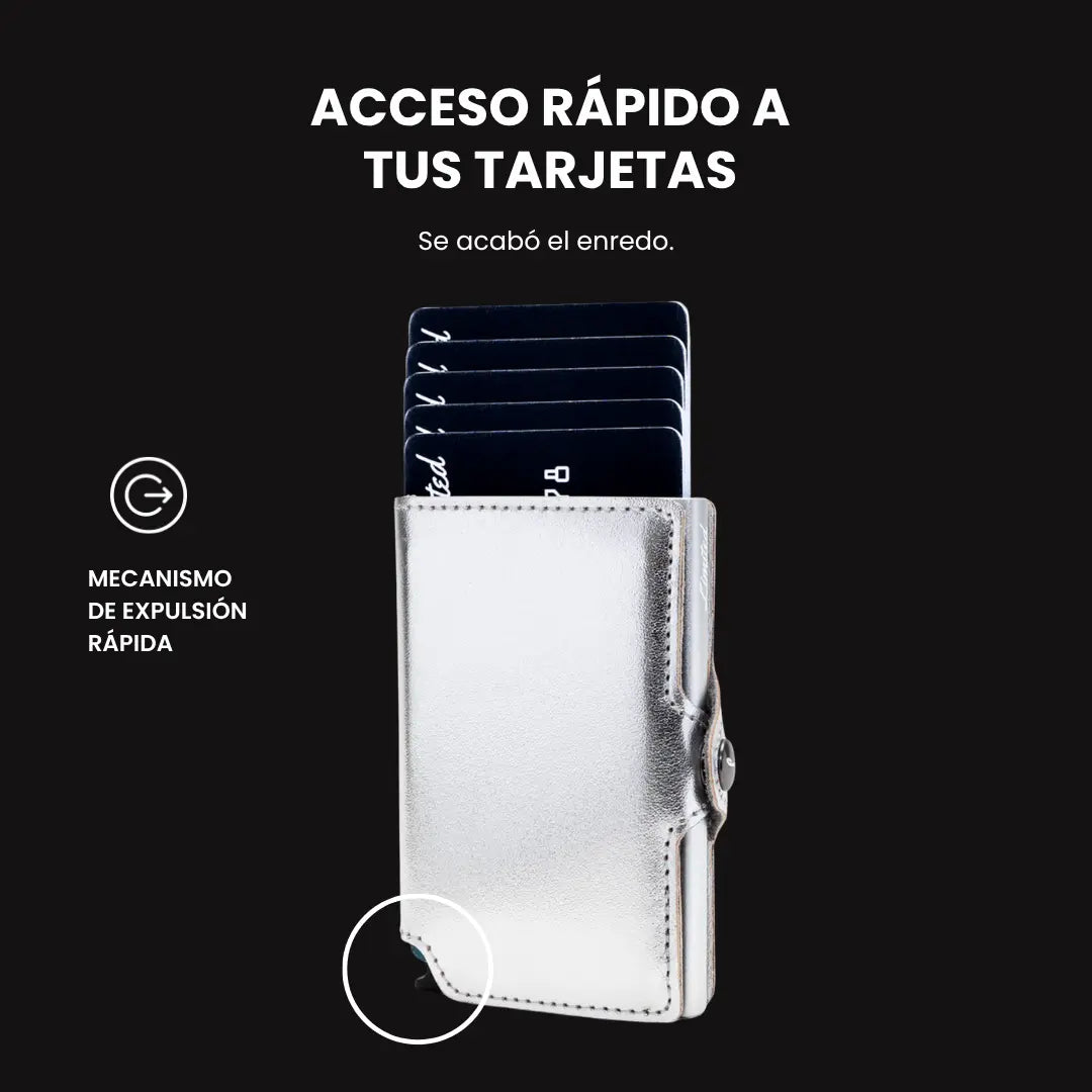 "Billetera LIMITED modelo Glitter con acabado brillante, protección RFID y diseño compacto ideal para destacar con estilo y seguridad."