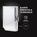 "Billetera de cuero PU LIMITED con diseño delgado, compartimento RFID y mecanismo de extracción rápida para tarjetas – elegancia y seguridad en un solo accesorio."