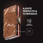 "Billetera LIMITED modelo camouflage con acabado brillante, protección RFID y diseño compacto ideal para destacar con estilo y seguridad."
